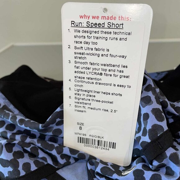 Lululemon Run: Speed Short *4-way Stretch Ace Spot Lullaby Black - Size 8 - NWT - Picture 7 of 10